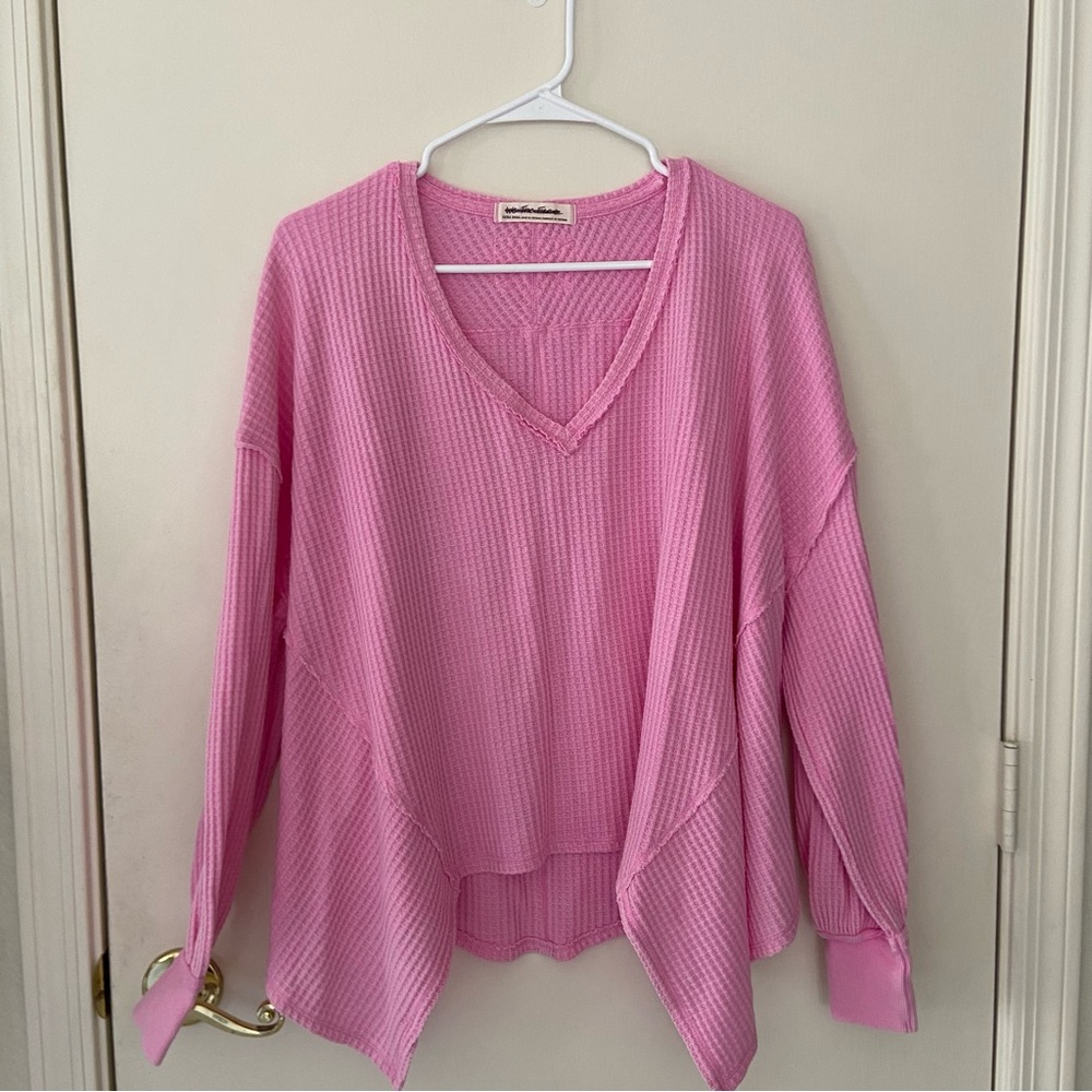 We The Free, Free People Pink Waffle Knit Top
